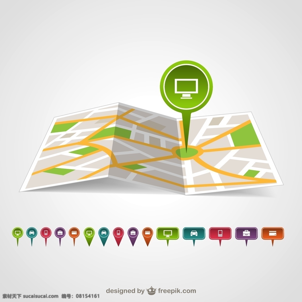 地图 地标 标签 矢量图 其他矢量图
