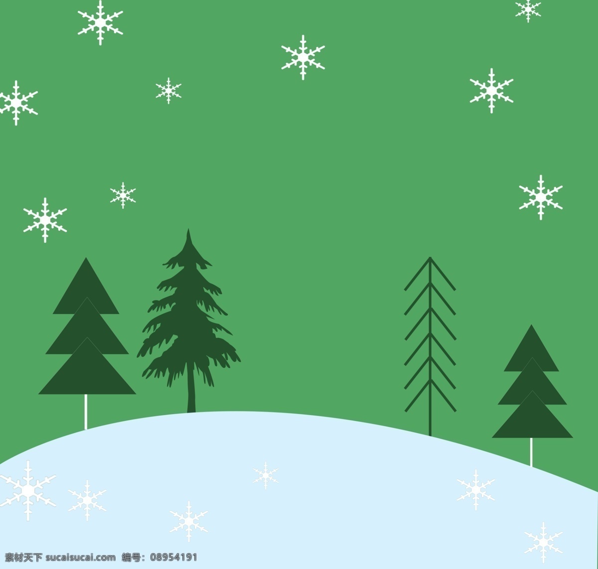 绿色 圣诞树 背景 绿色背景 小清新背景图 雪花 绿色数目 壁纸 贴纸
