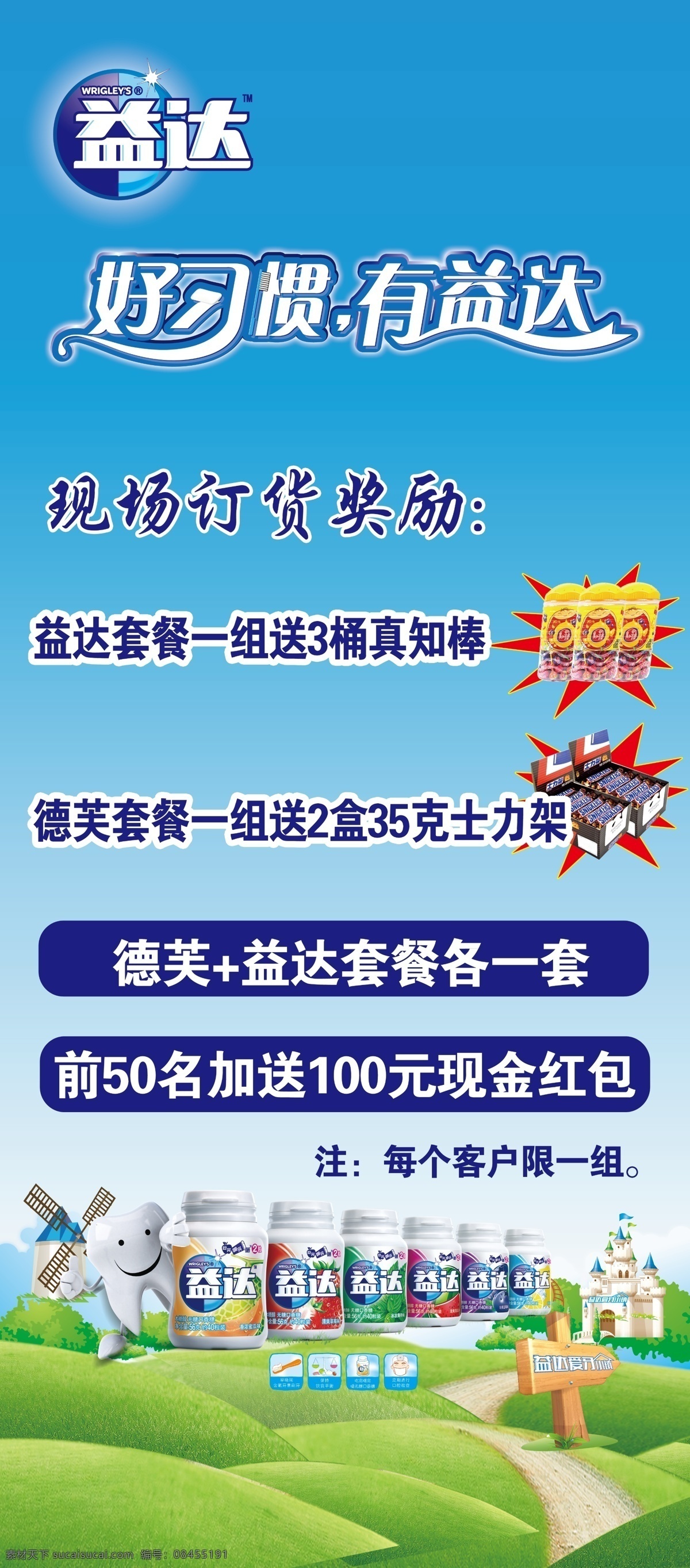 益达展架 蓝色 益达口香糖 订货会 分层