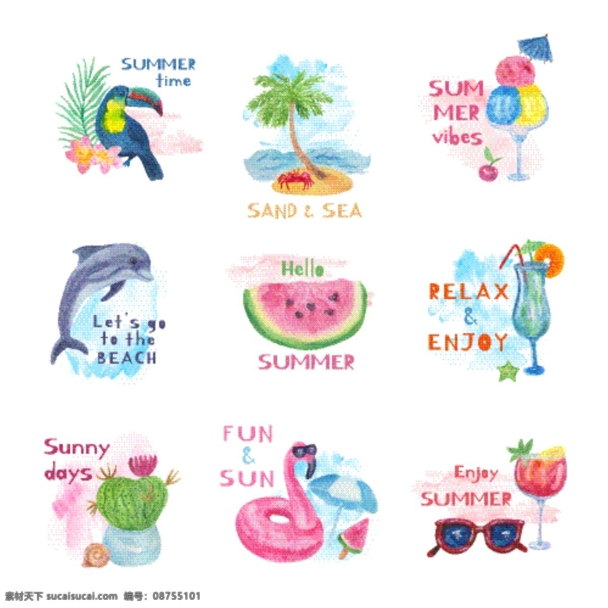 夏天图标 夏季 线性图标 简洁logo logo标志 标志徽标 简约花纹 logo设计 名片logo 公司logo 几何图标 企业logo logo素材 夏天背景 标志图标 其他图标