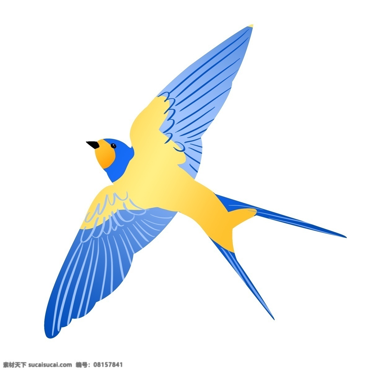 蓝色 飞翔 燕子 插画 展开的翅膀 鸟 动物 手绘燕子 春季 漂亮的燕子 飞燕插画 蓝色燕子 煽动的翅膀
