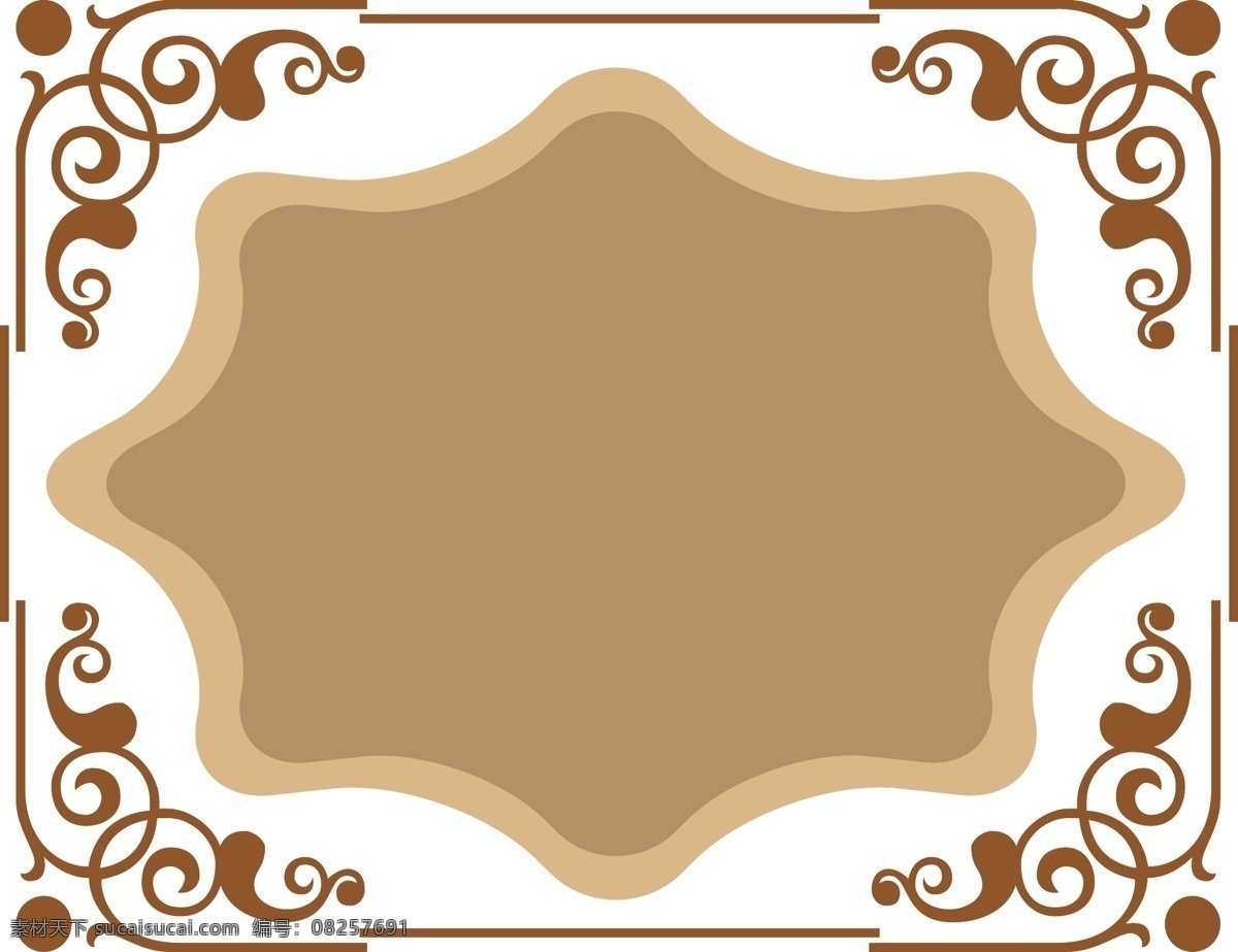 褐色花边元素 褐色 花纹 边框 几何