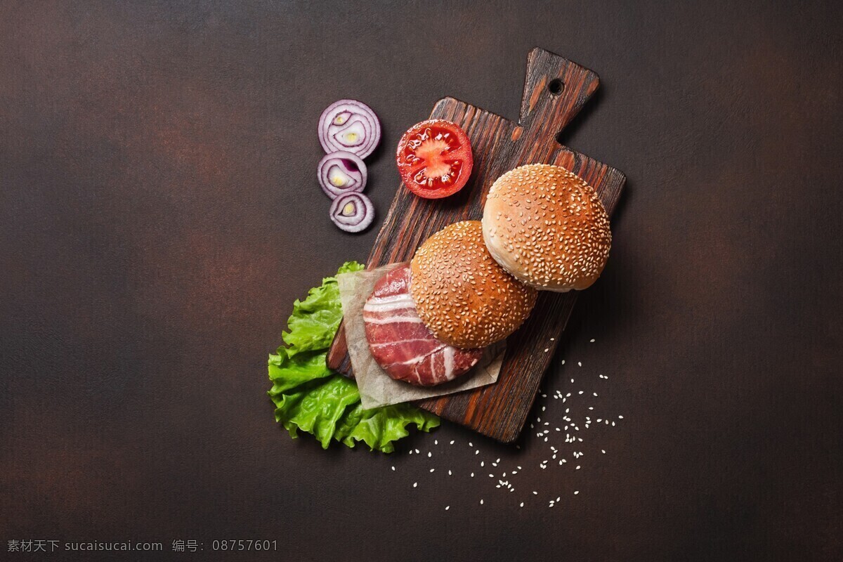 汉堡 洋葱 番茄 牛肉 美食 设计素材 餐饮美食 传统美食