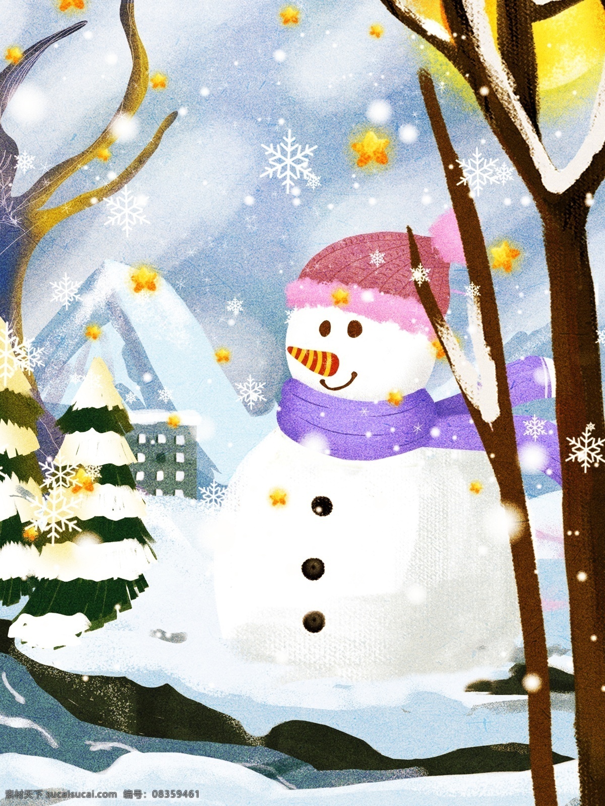 原创 插画 十二月 你好 冬季海报 冬季 冬天 十二月你好 你好海报 冬天插画 冬季插画 你好冬天 你好12月
