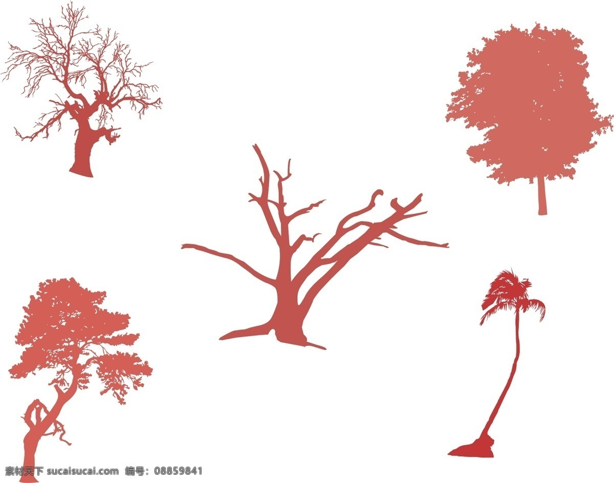 矢量 树木 红色 矢量图 其他矢量图