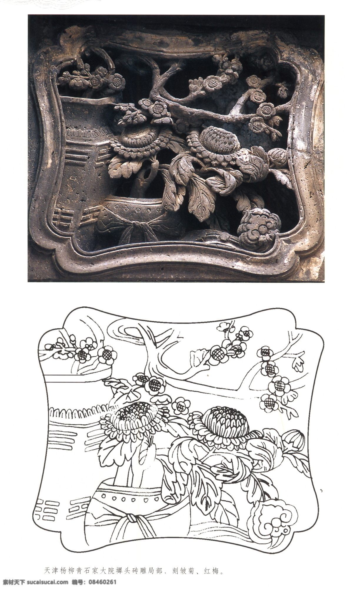 古代建筑 雕刻 纹饰 草木花卉 牡丹月季 设计素材 古建图案 其他资料 建筑装饰 白色