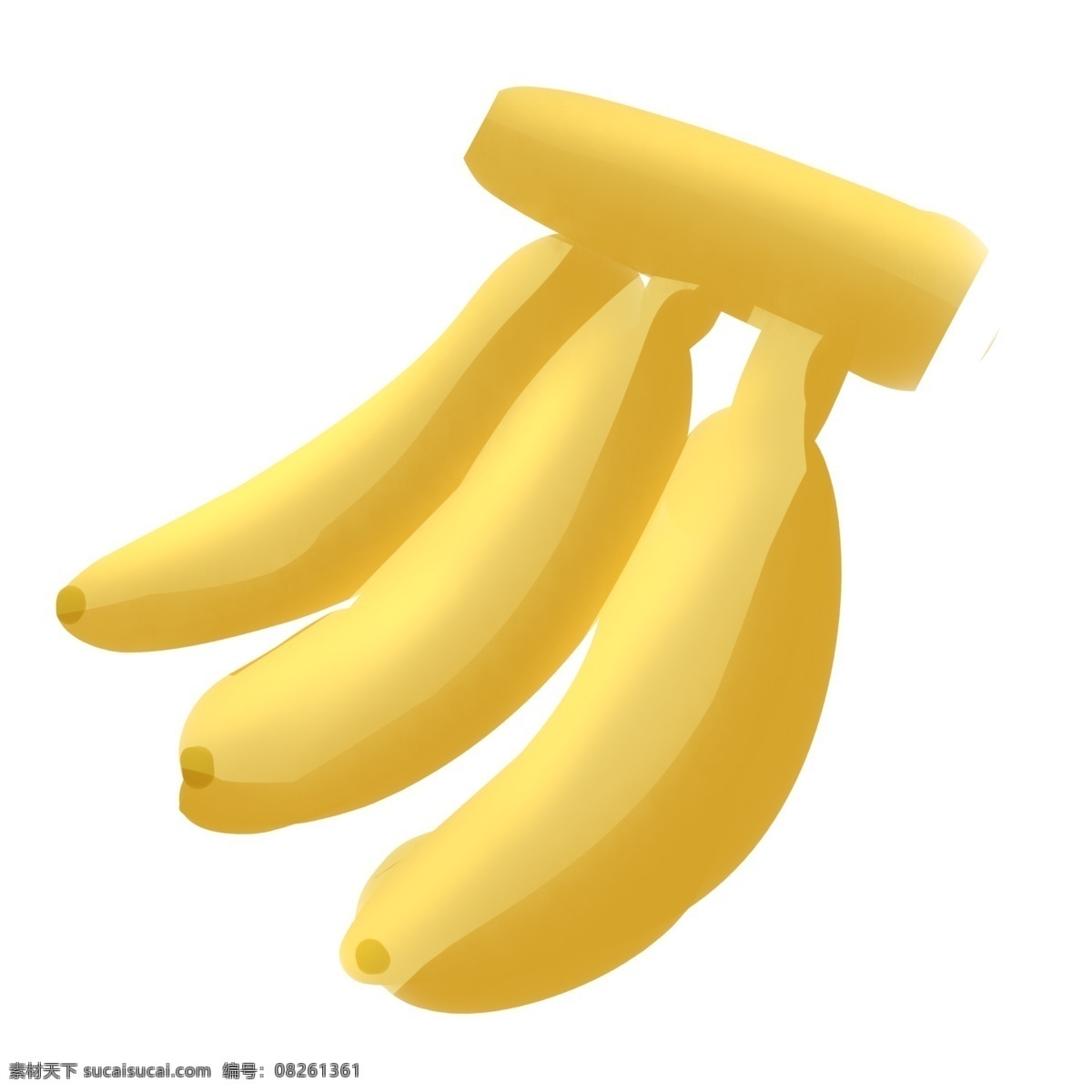 黄色香蕉装饰 水果 新鲜 三个