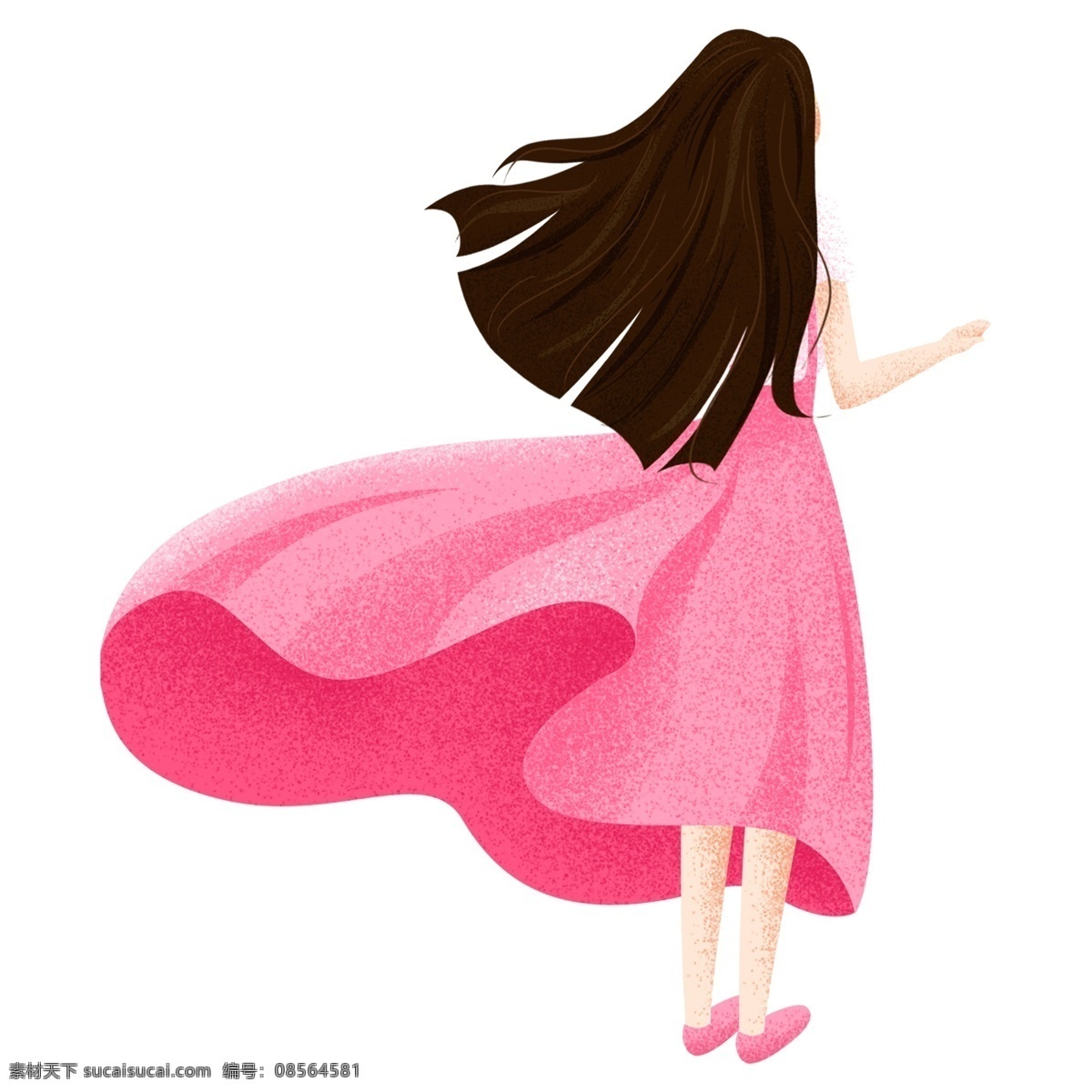 唯美 背影 女孩 人物 元素 卡通 装饰 女孩背影 人物插画 精致人物 手绘元素