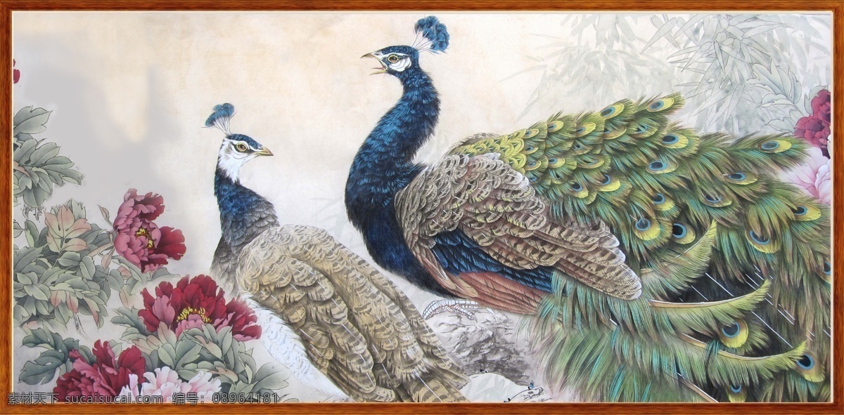 孔雀 花鸟 国画 无框画 装饰画 中堂画 工笔画 绘画书法 文化艺术