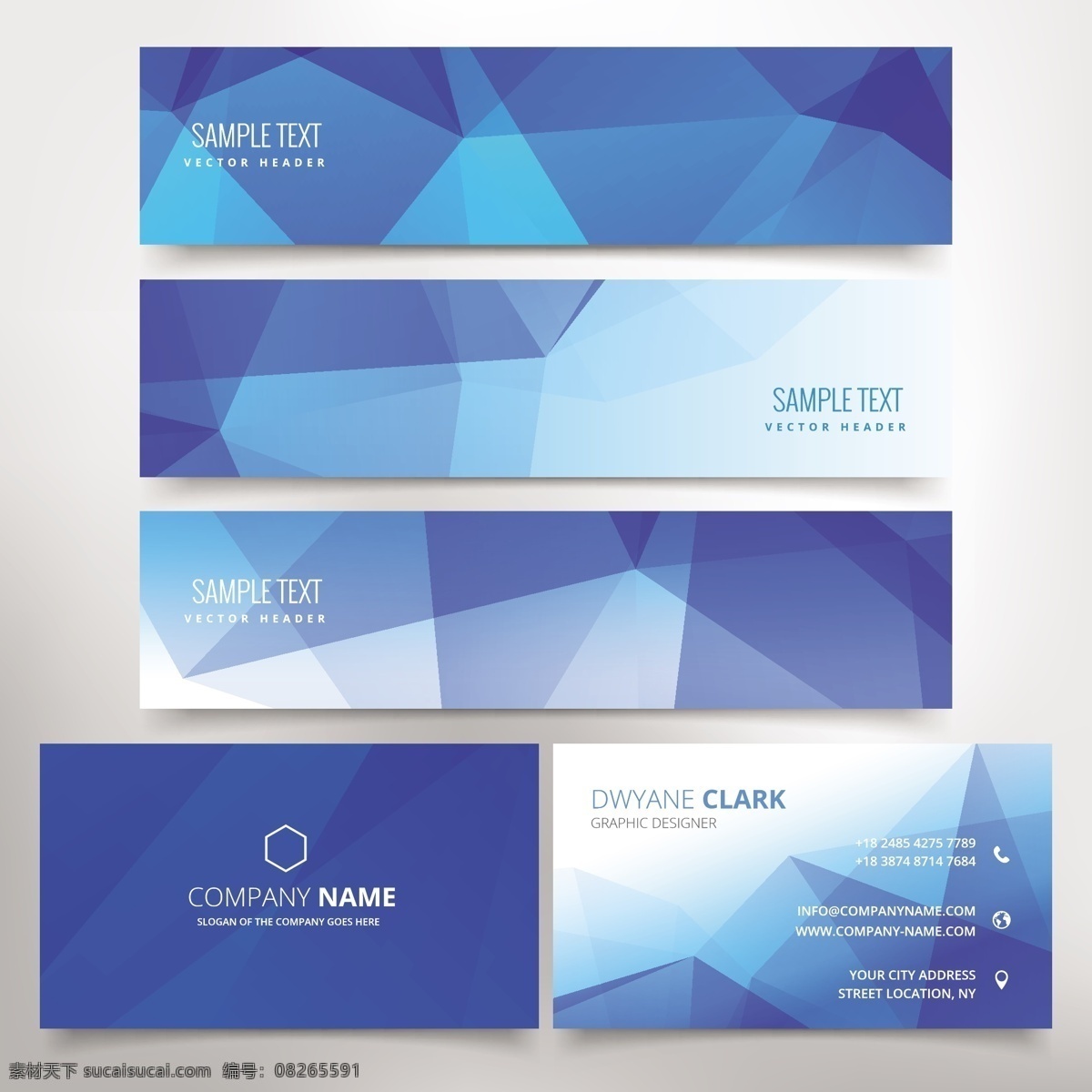 多边形 蓝 商务 文具 标识 旗帜 名片 抽象 卡片 几何 办公室 模板 横幅 蓝色 介绍 公司 抽象标识 现代