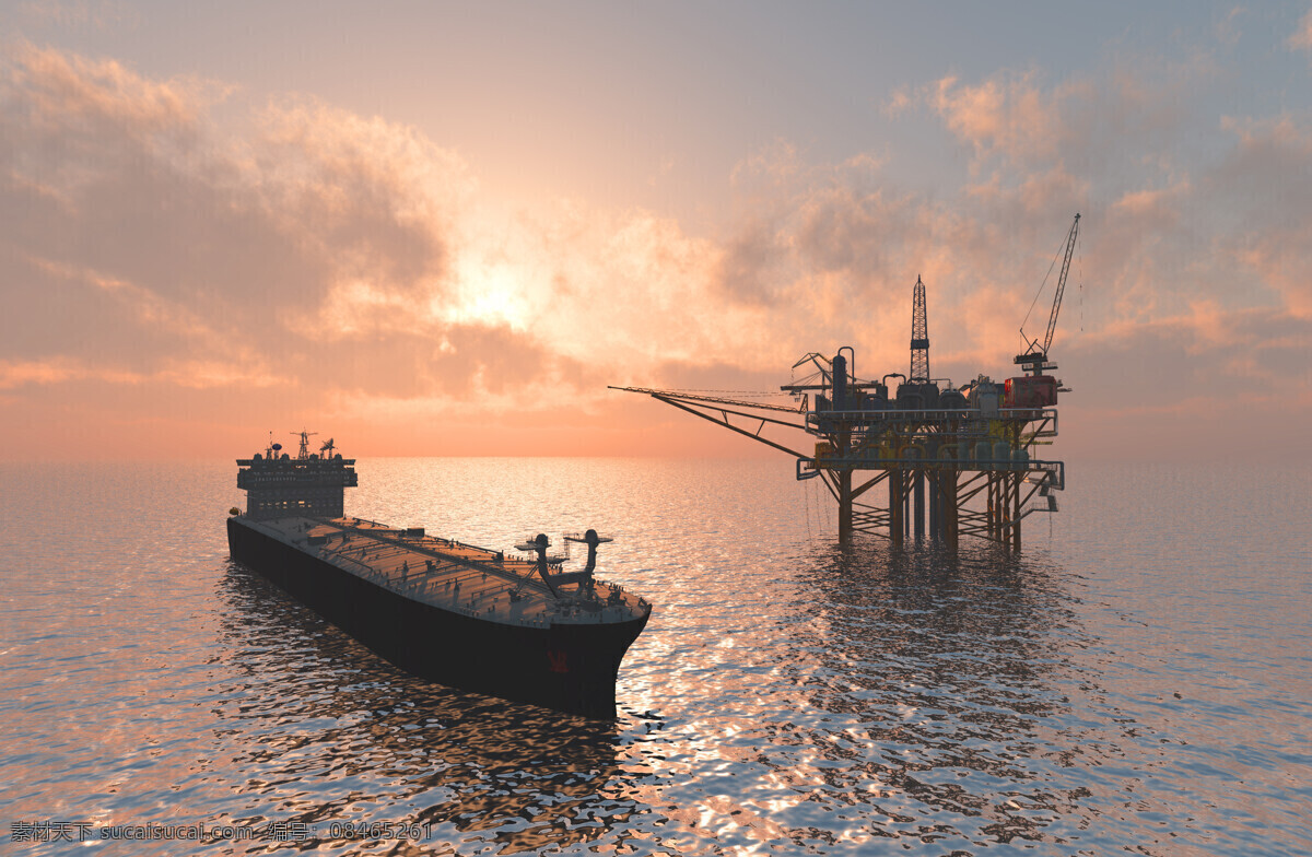 大海 上 石油 勘测 机器 管道 油田 石油勘测机 工业生产 现代科技