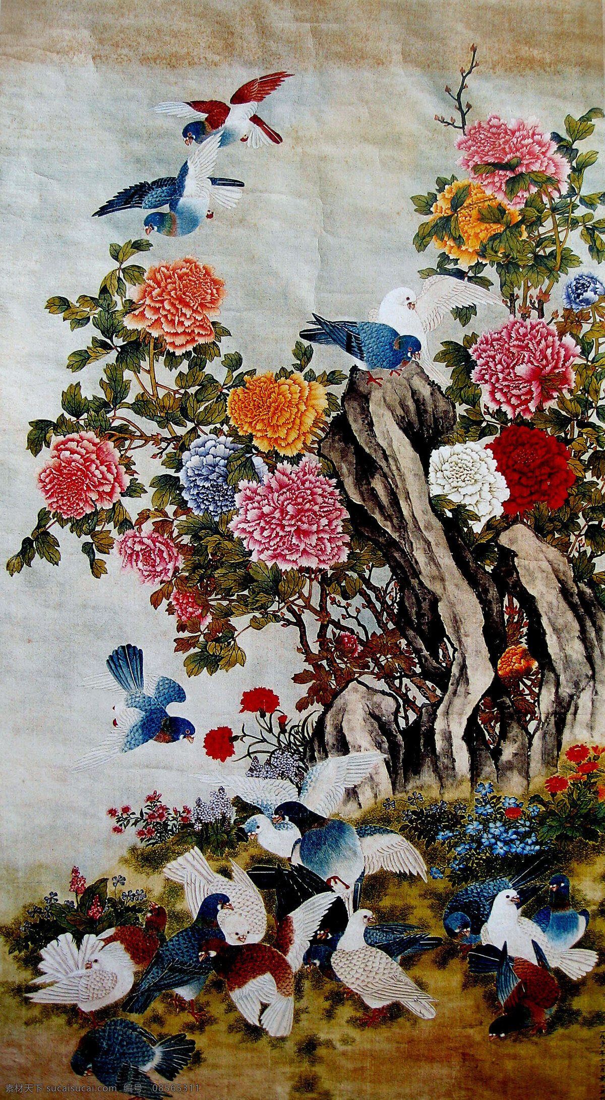 白鸽 鸽子 工笔画 国画艺术 红牡丹 花卉 花鸟画 花香 牡丹 图 设计素材 模板下载 牡丹鸽子图 绘画 中国画 现代国画 灰鸽 牡丹花 白牡丹 蓝牡丹 花枝 花语 石头 野花 草地画 书法 印章 国画集13 绘画书法 文化艺术 装饰素材 雕刻 图案