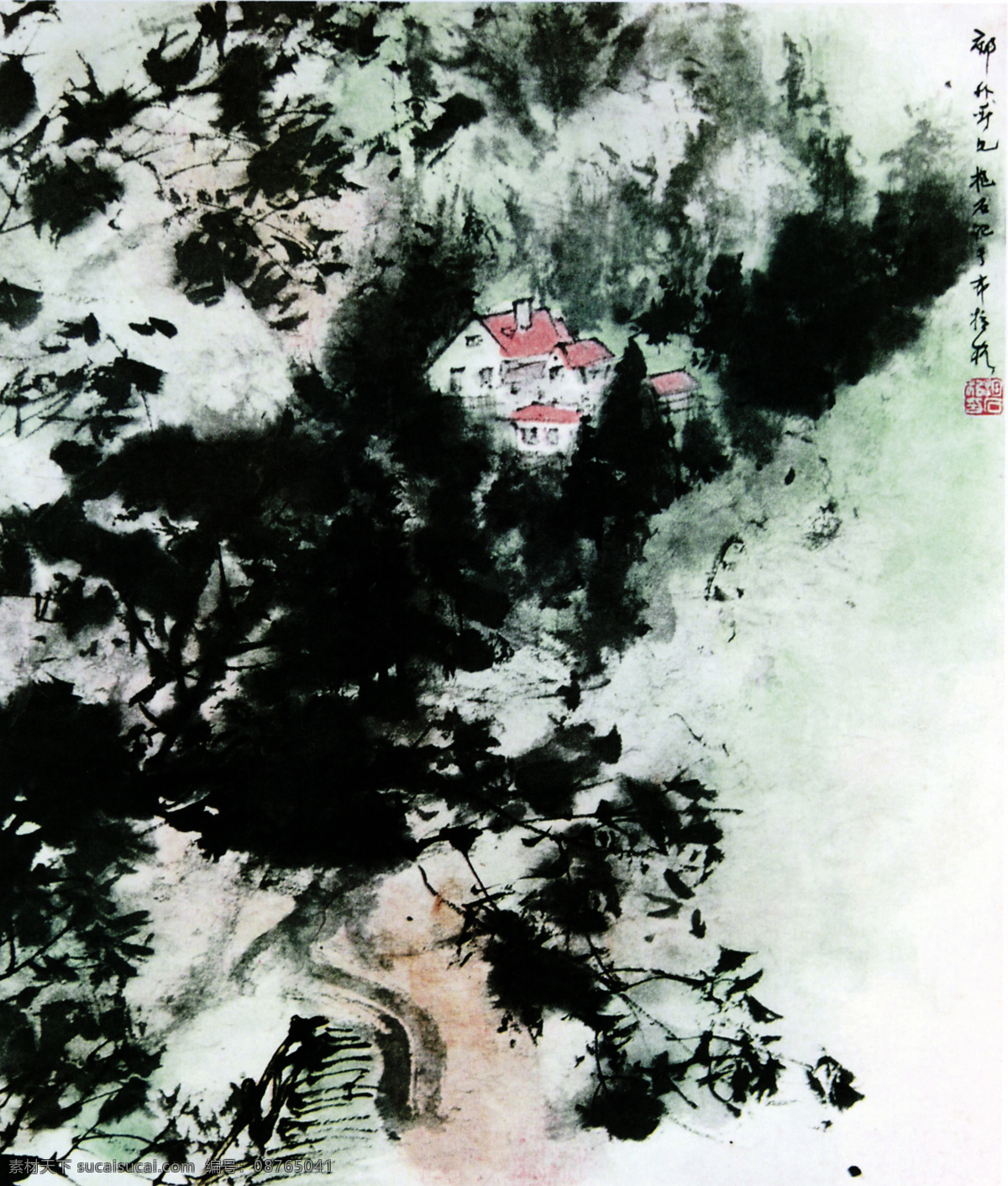 布拉格 郊外 见 古典 绘画书法 设计图库 文化艺术 中国画 傅抱石 家居装饰素材 山水风景画
