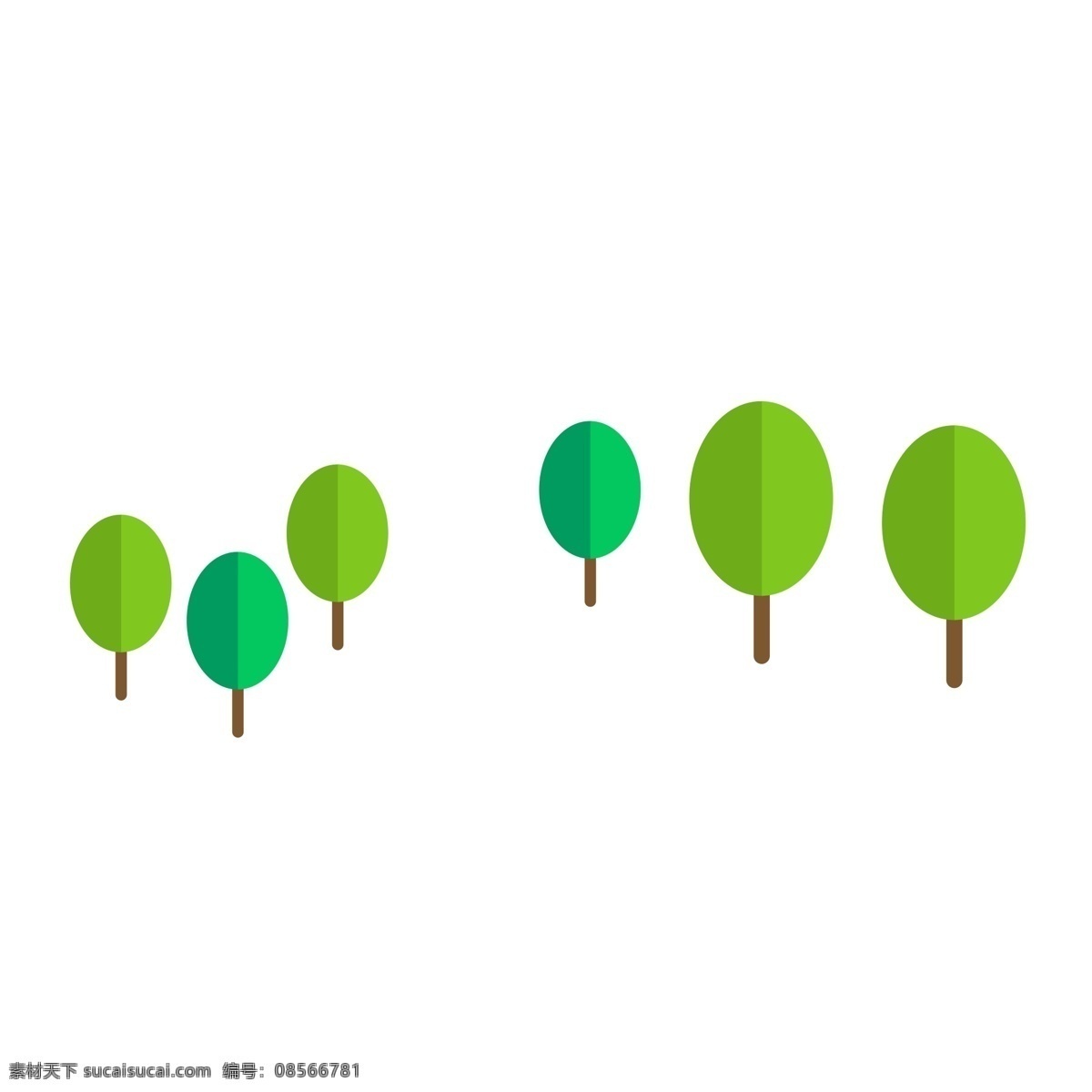 手绘 水彩 树木 卡通 透明 绿色 小树 叶子 浪漫 唯美 清雅 装饰图案