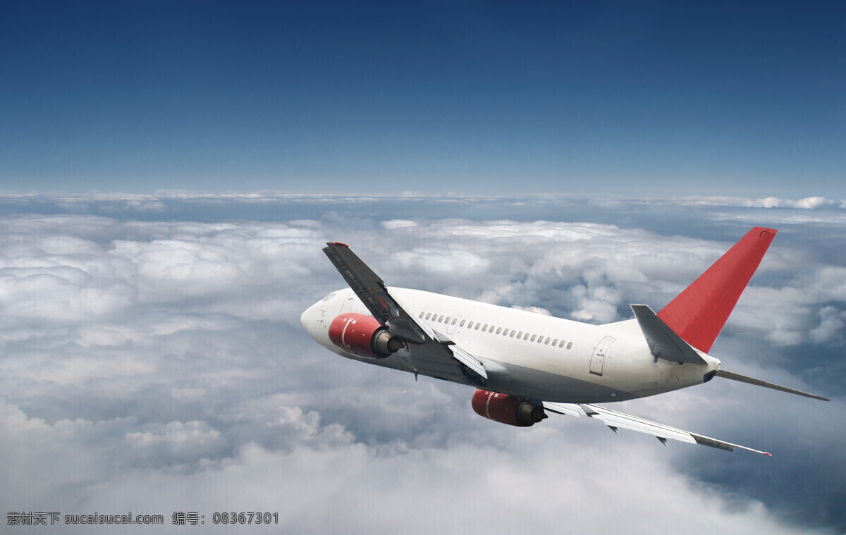 云层 上 飞翔 飞机 客机 交通工具 飞机图片 现代科技