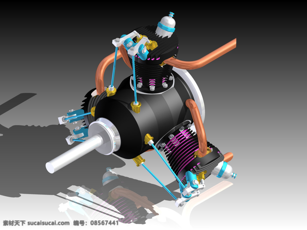 径向 硝基 引擎 发动机 飞机 活塞 3d模型素材 建筑模型