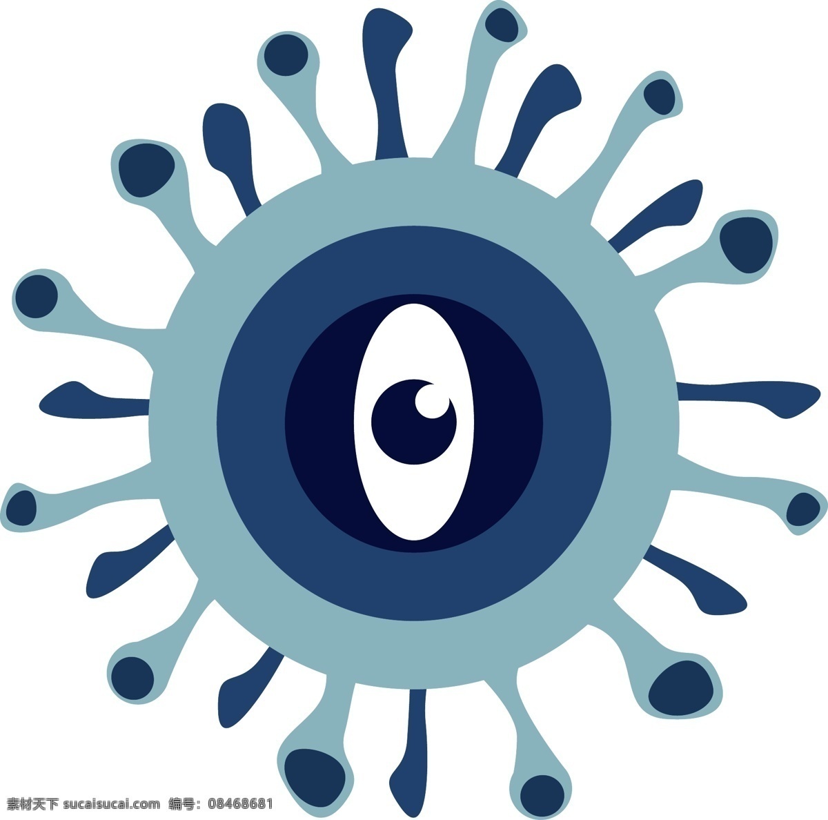 细胞壁 细菌 插画 细胞壁插画 卡通插画 细菌插画 病菌 细胞膜 细胞质 核糖体 蓝色的细菌