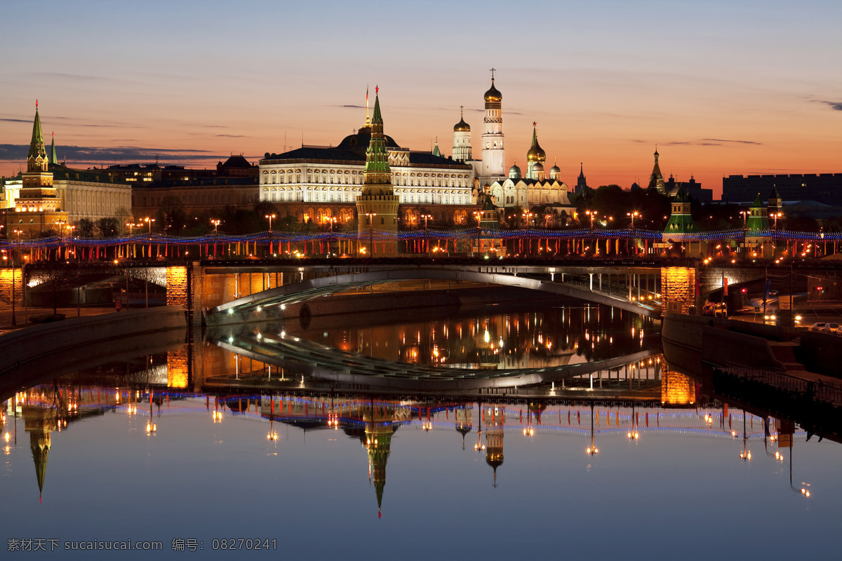 莫斯科夜景 城市 建筑 城堡 莫斯科 夜景 自然景观 建筑景观