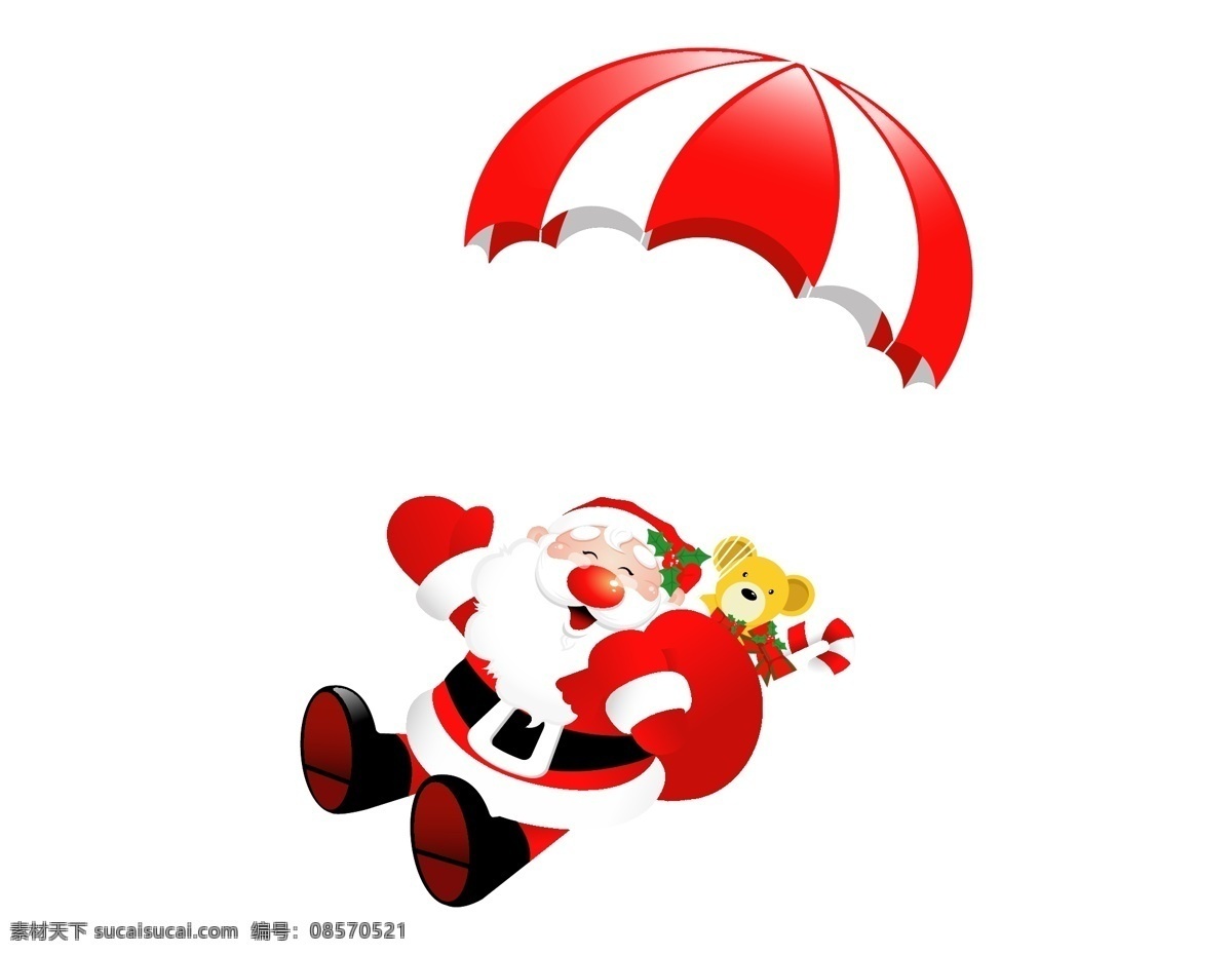 矢量 卡通 圣诞老人 降落伞 元素 手绘 圣诞节 ai元素 免扣元素