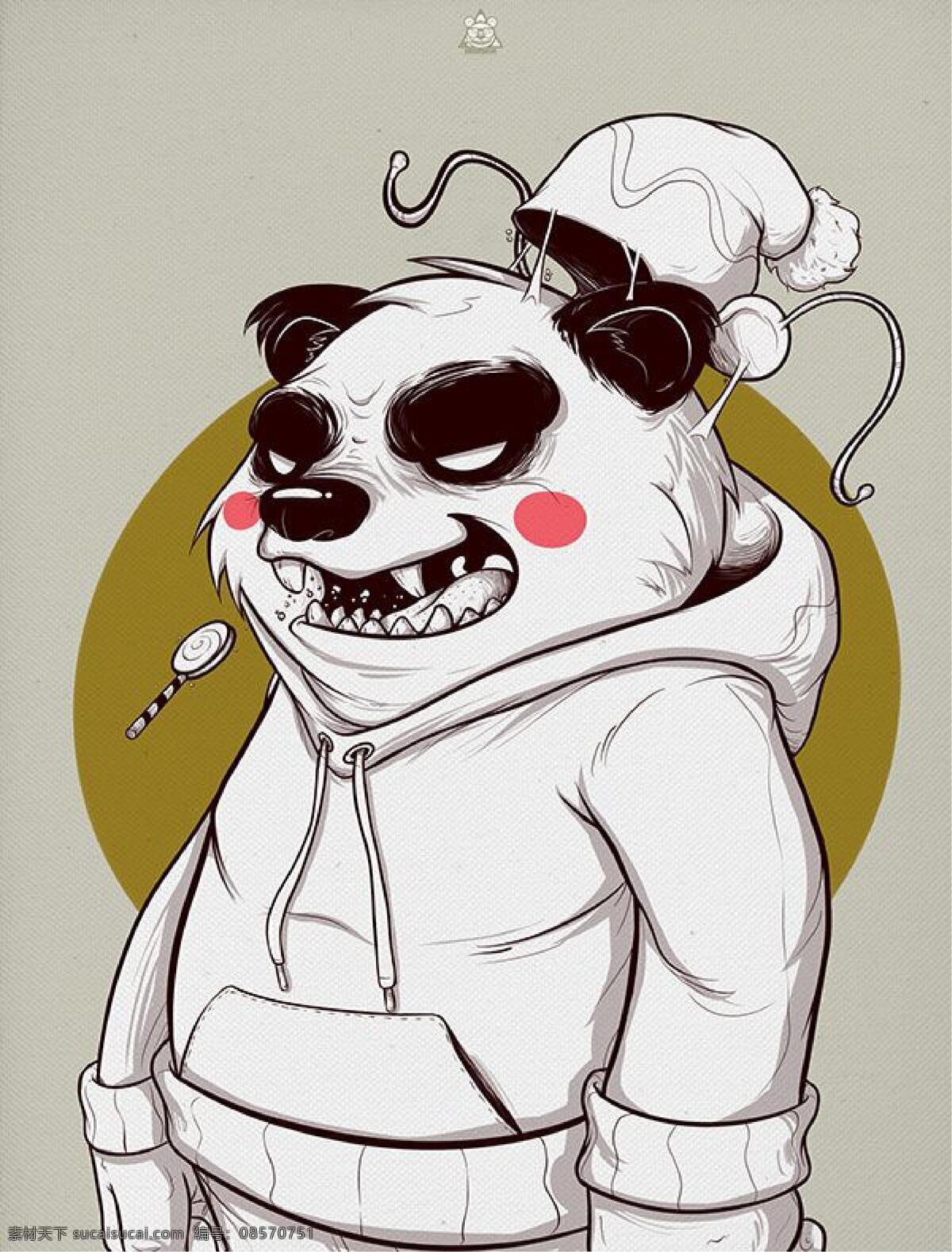熊猫图片 插画 圣诞节 漫画 海报 元素 背景 动漫动画 风景漫画