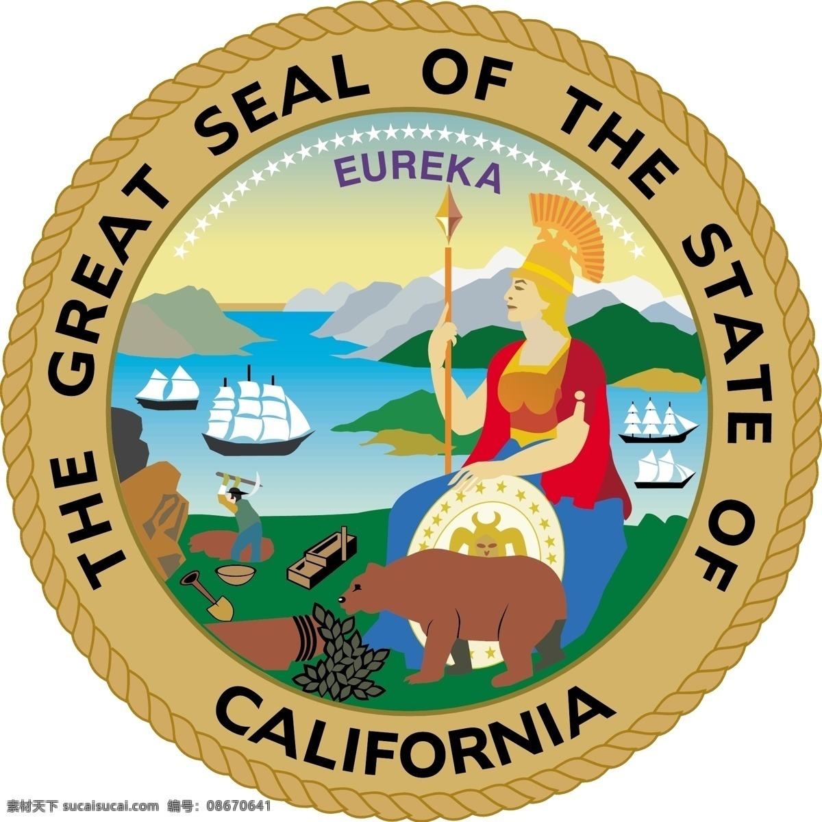 加利福尼亚州 大 密封 自由 加利福尼亚 标志 状态 大印 州 印 logo psd源文件 logo设计
