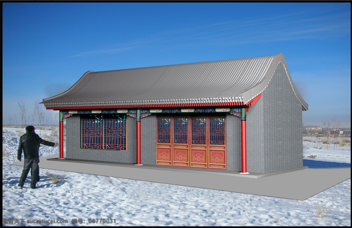 古代建筑 房 效果图 耳房 家居装饰素材 建筑设计