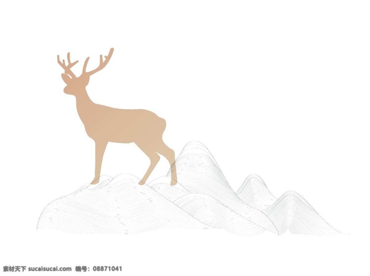 矢量 小鹿 加 山 纹 组合 山纹 浅山 墨绿色 林中小鹿 动物 鹿角 麋鹿 鹿图标 标志图标 其他图标