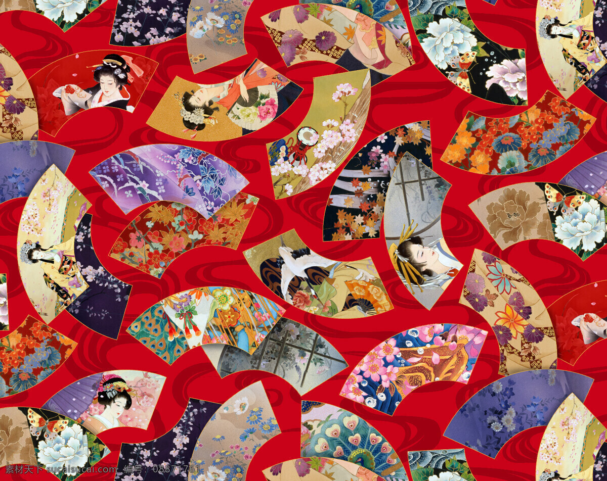 和服花纹 日本 背景底纹 底纹边框