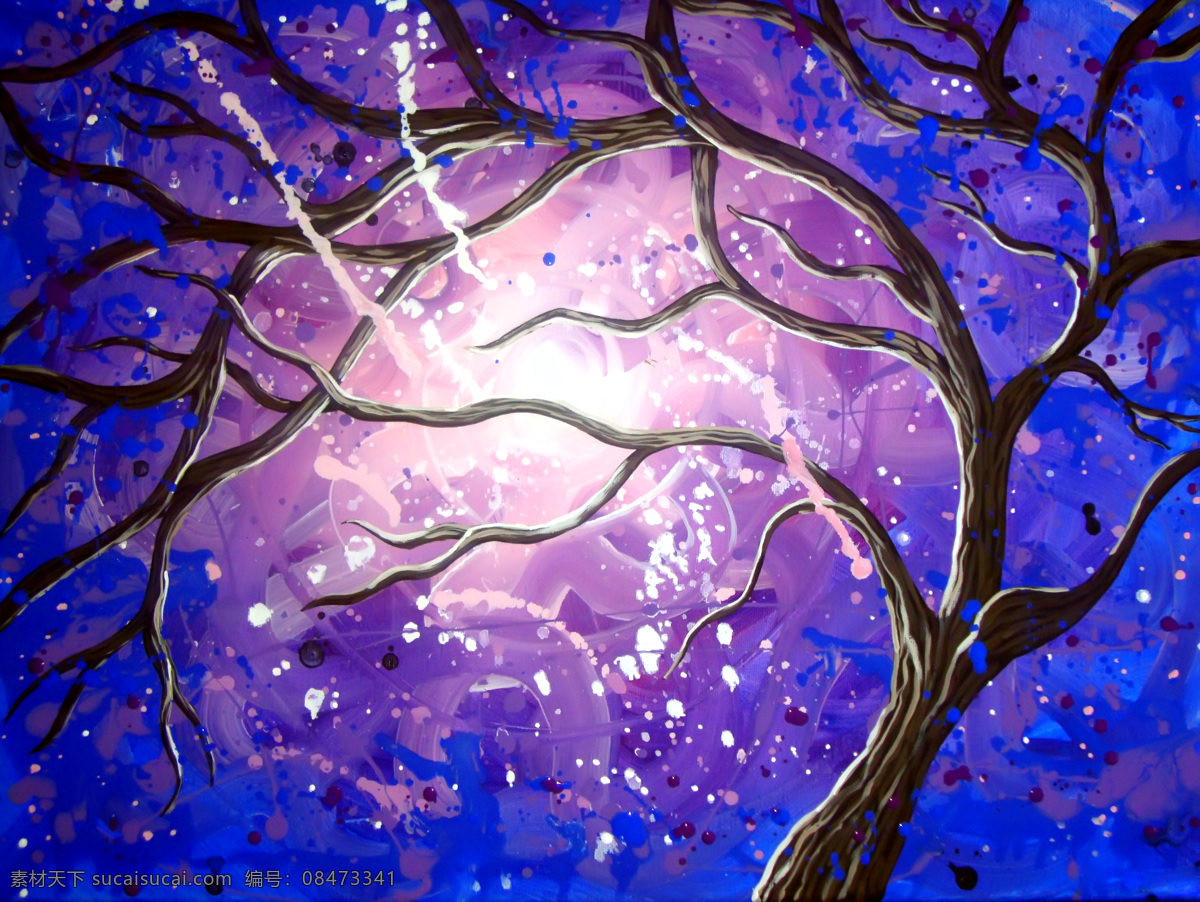 油画 树木 夜景 名画 艺术 绘画 文化艺术 艺术品 世界名画 书画文字