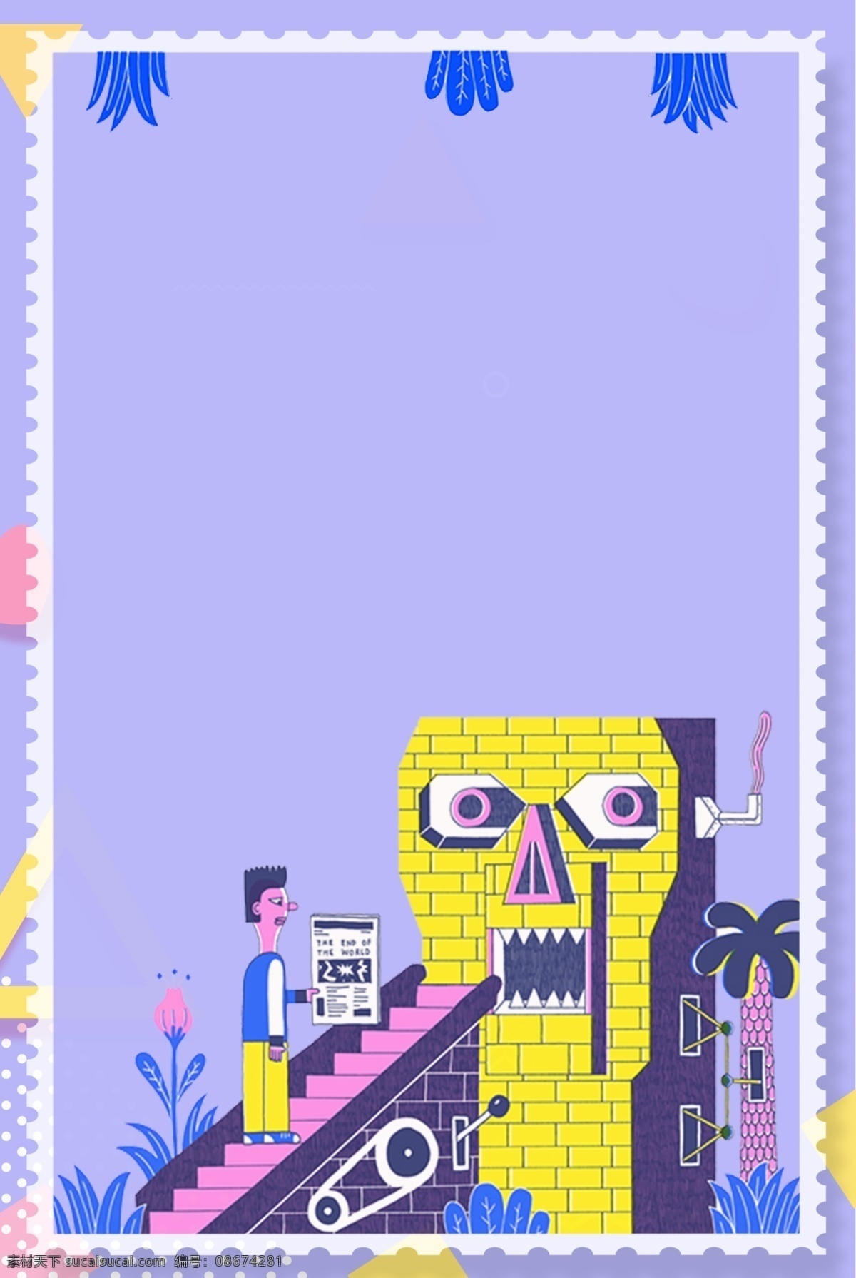 卡通 插画 创意 拼接 边框 背景 拆分 边框背景 卡通边框 创意拼接 手绘 文艺 清新
