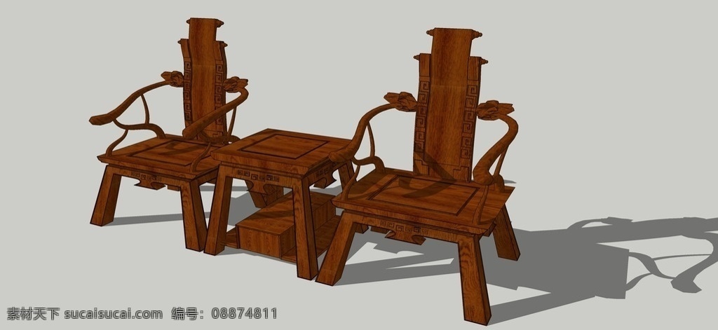 中式椅子 椅子 木质 中式 su 草图大师 家具模型 室内模型 3d设计 skp