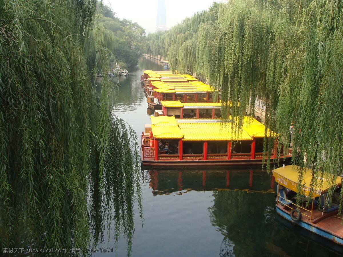游船 绿柳 流水 春风 飘荡 旅游摄影 自然风景
