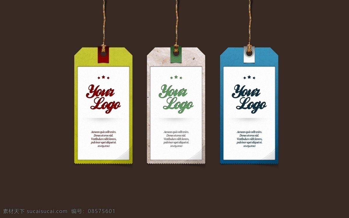 广告设计模板 国内广告设计 咖啡色背景 英文 源文件 吊牌 蓝色吊牌 黄色吊牌 灰色吊牌 psd源文件