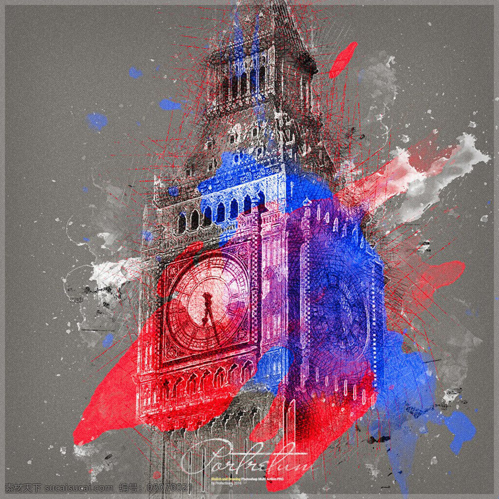 人像 添加 素描 铅笔画 效果 ps 动作 城市 portretumsketchdrawingphotoshopaction 水彩