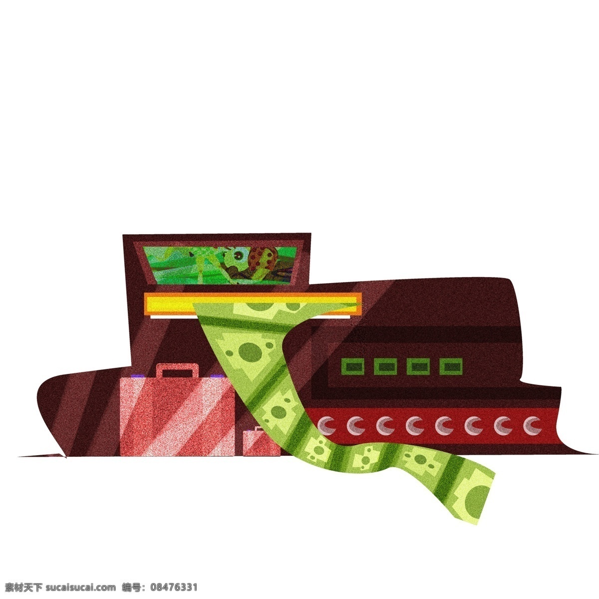 抽象 创意 验钞机 肌理 商用 元素 卡通 金融 复古设计 psd插画