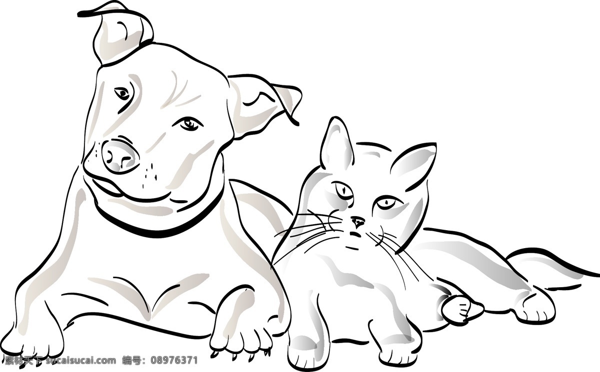 猫狗矢量 狗 猫 宠物 剪影 动物 生物世界 家禽家畜
