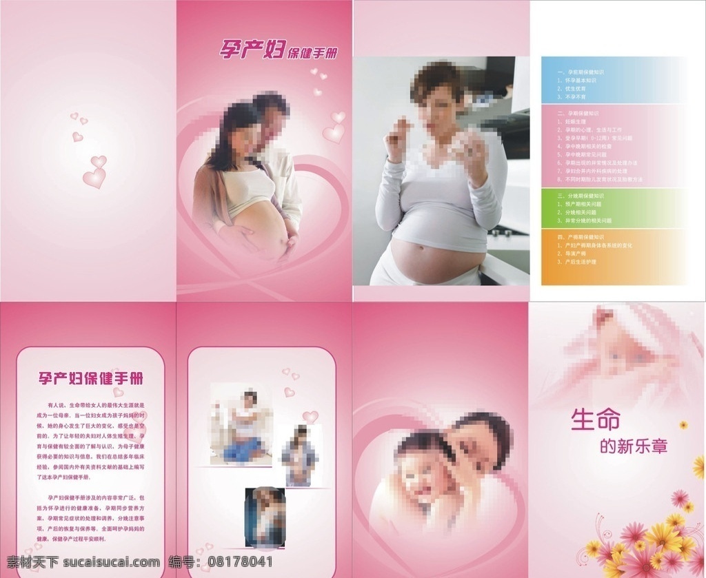 孕产妇保健 孕产妇 怀孕 妈妈 保健 手册 dm宣传单 矢量