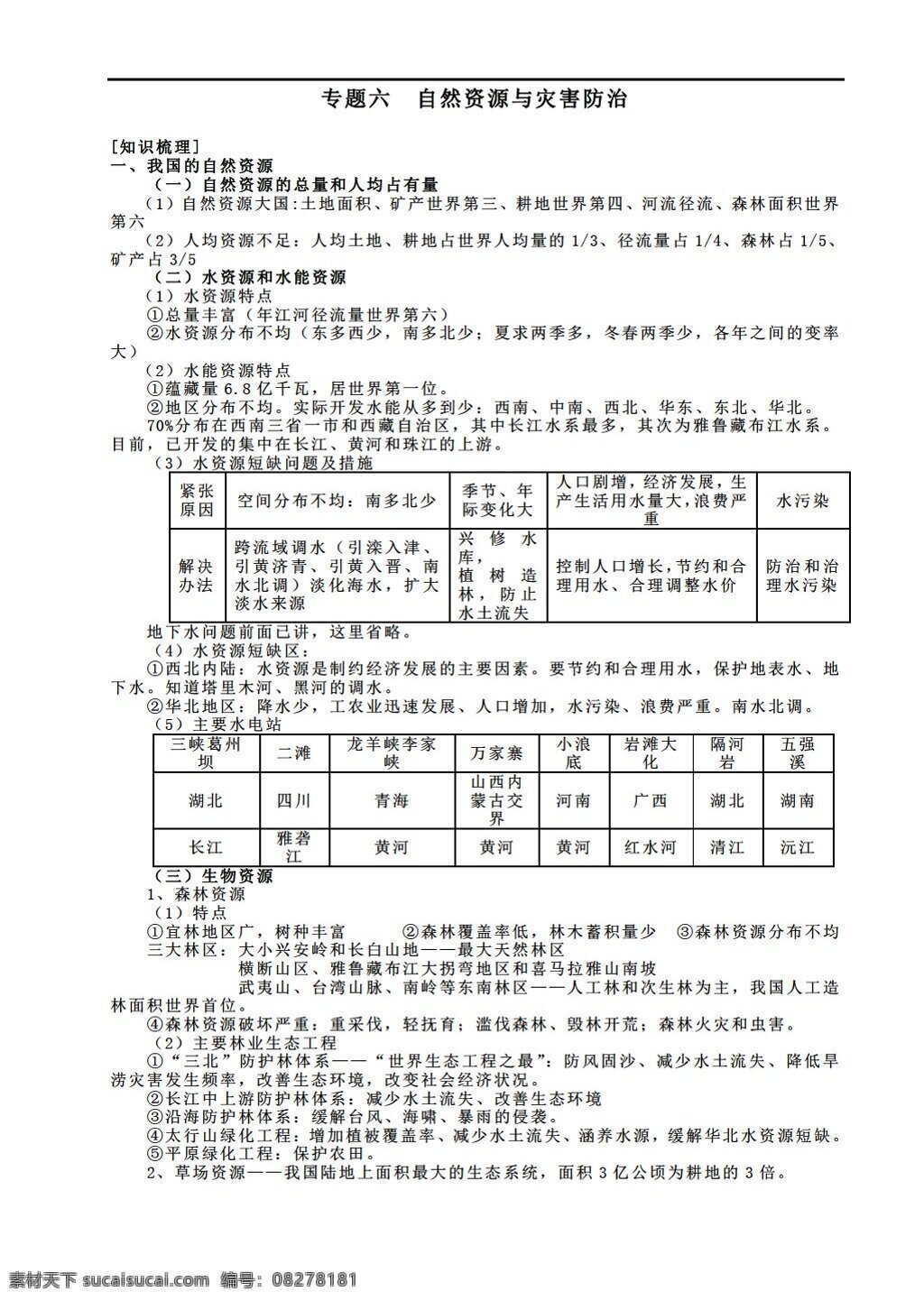 地理 人教 版 自然资源 灾害防治 人教版 必修3 教案