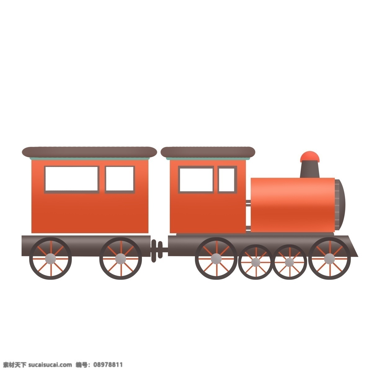 红色 小 火车 免 抠 小火车 火车车厢 原创手绘 卡通 行驶的火车 车轮 轮子 简单的小火车 火车车窗