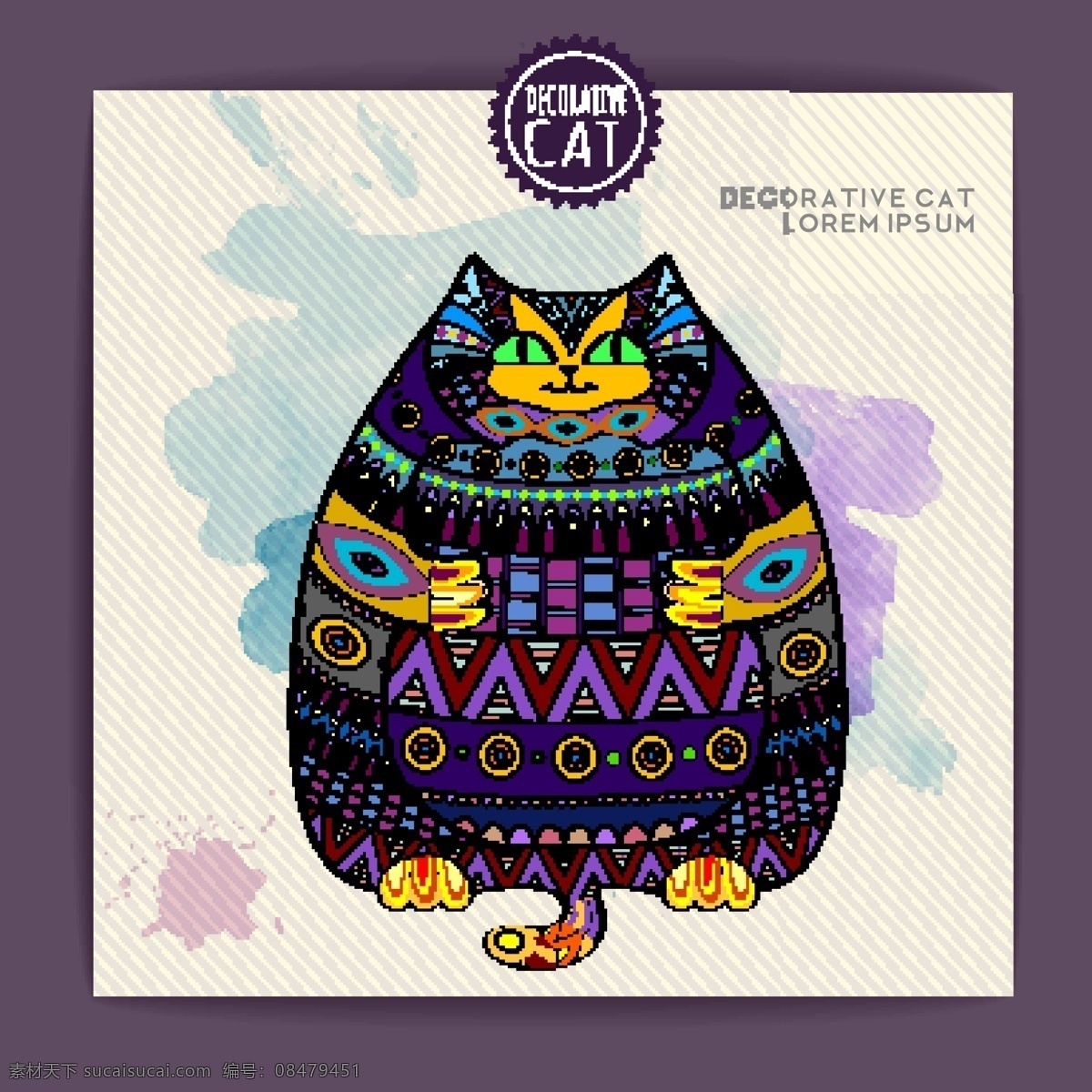 波兰 手绘 涂鸦 治愈 系 猫咪 插画 治愈系 卡通插画 移门图案