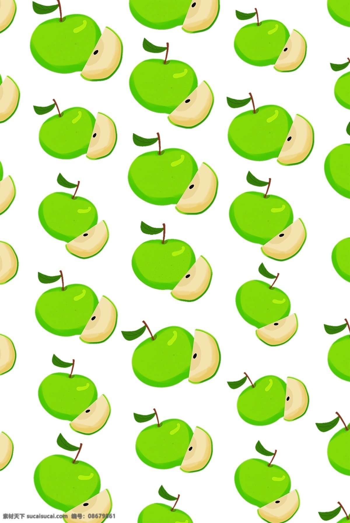 绿色 苹果 底纹 插画 绿色的苹果 苹果底纹插画 切开 青苹果 好吃的苹果 美味 美食 水果