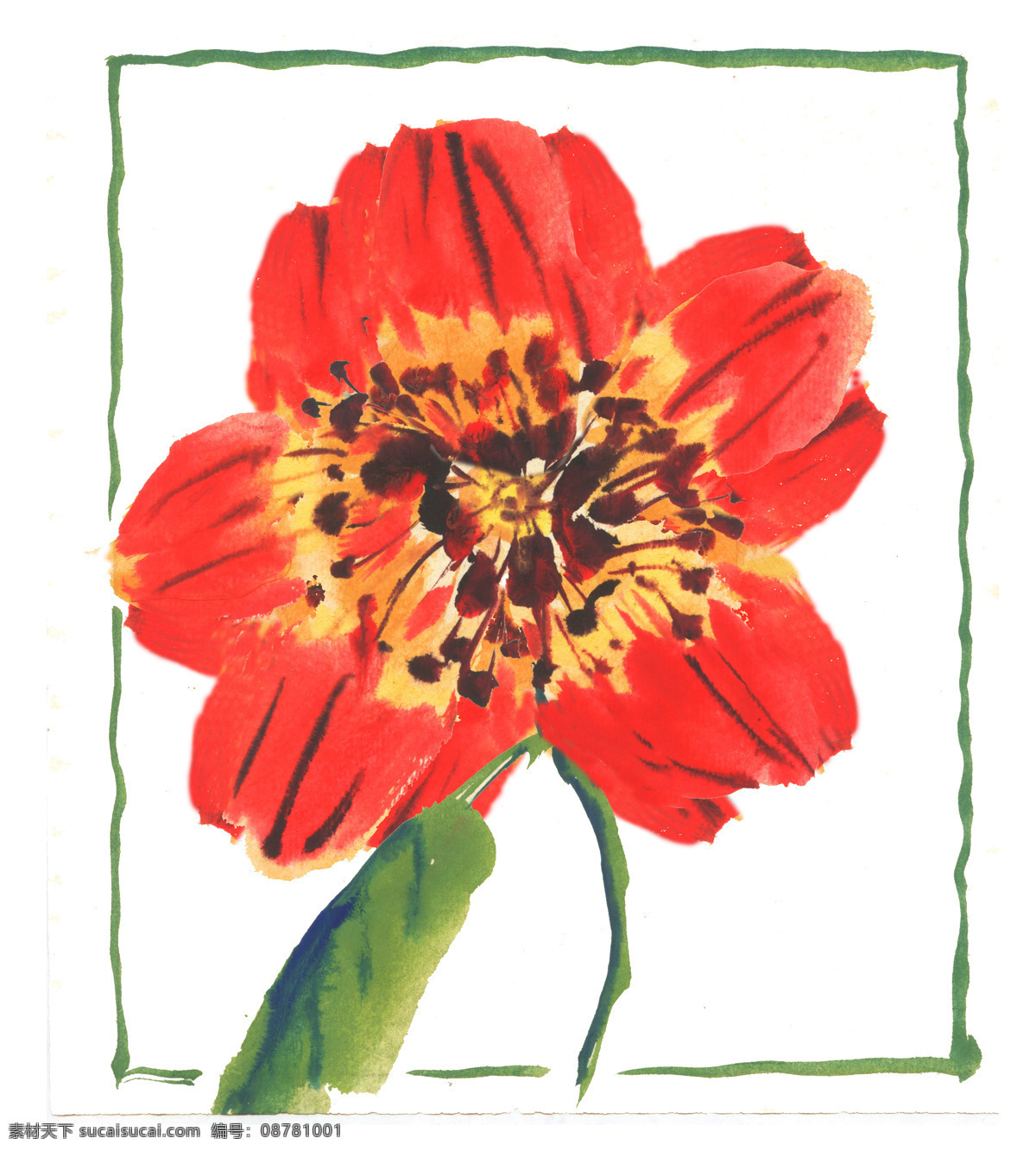 水彩红色花朵 原创 水彩 红色 花朵 花卉 花纹 花 绘画书法 文化艺术