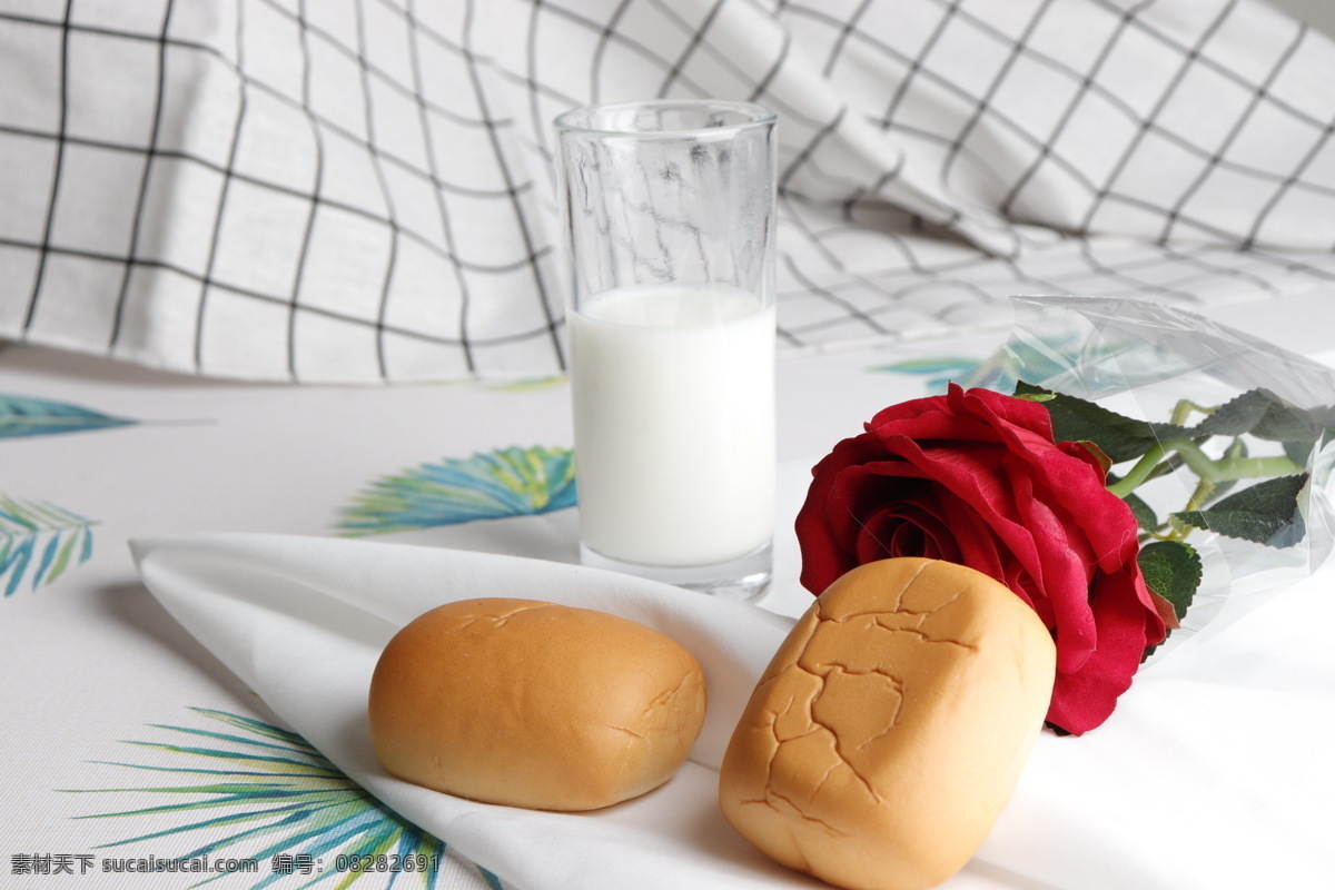 美丽 清晨 浪漫 早餐 小清新 面包 牛奶 美食 健康