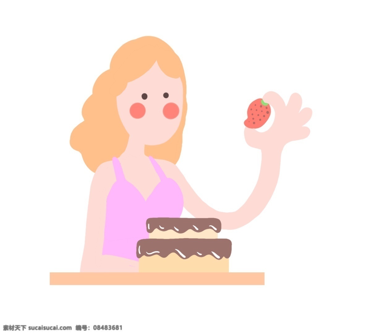 女孩 生日蛋糕 草莓 美食