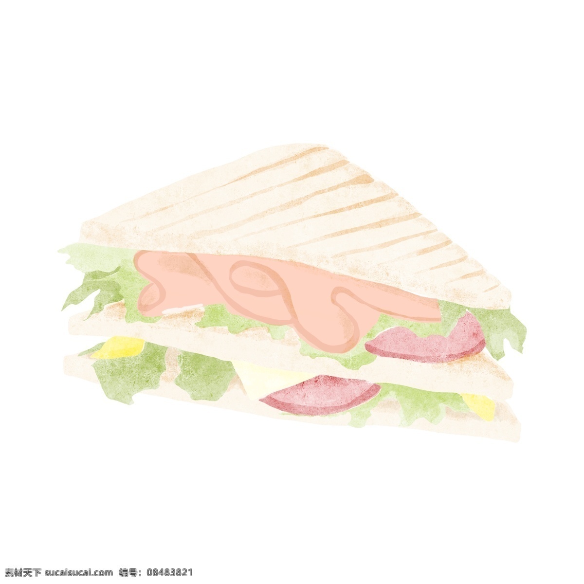 蔬菜三明治 三明治 火腿 蔬菜 煎蛋
