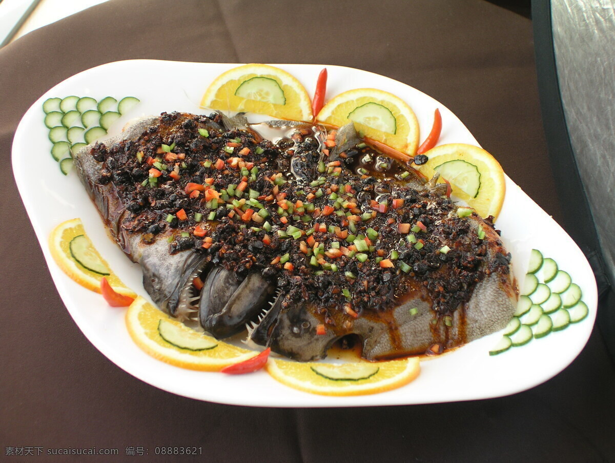 豉汁 深海 鱼头 豉汁深海鱼头 海鲜 柠檬 黄瓜 菜品 中国美食 美味佳肴 菜肴 中华美食 餐饮美食