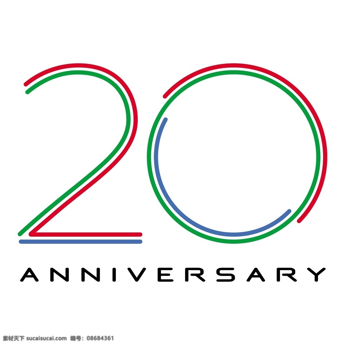 艺术 字 20周年庆典 彩色数字 数字 艺术字设计 周年庆素材 矢量 周年纪念日 矢量图