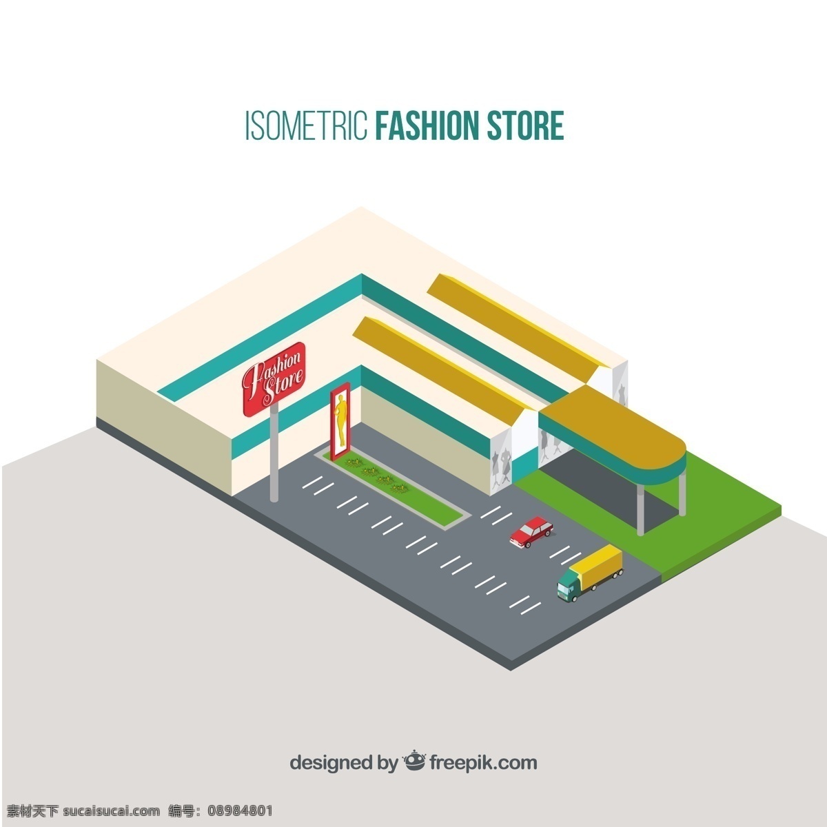 卡通 时尚 商店 立体图 商店图 白色