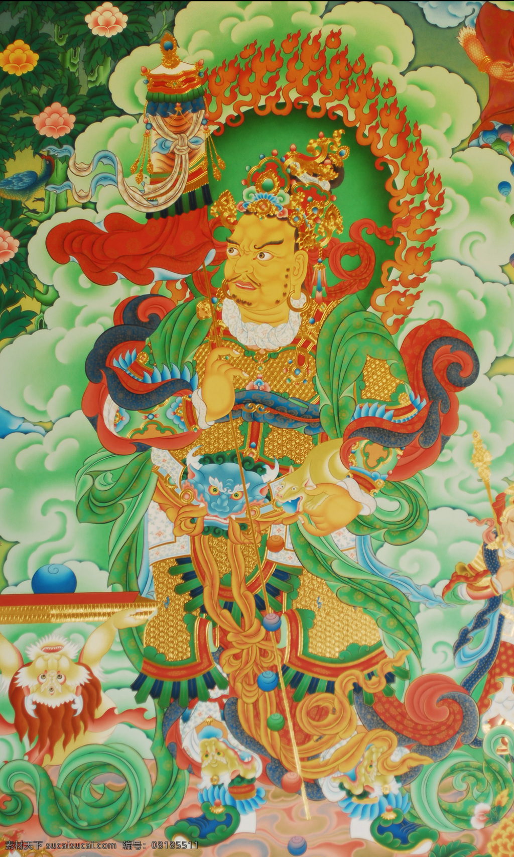 北方多闻天王 多闻天王 四大天王 手绘图 天王 文化艺术 宗教信仰