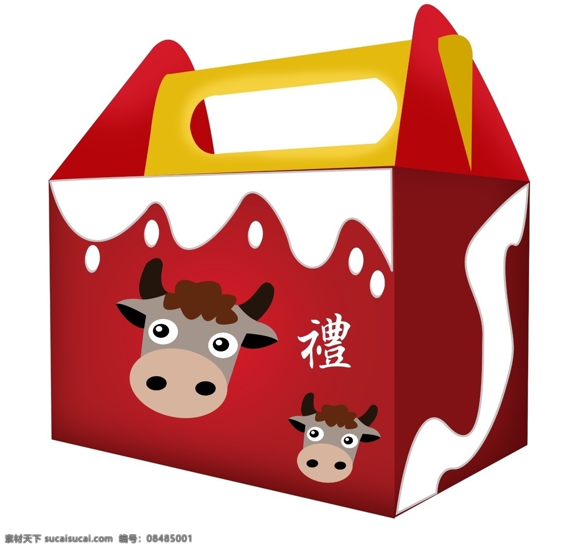手绘 年货 礼盒 插画 红色 礼品盒 春节 手绘礼品盒 新年 年货礼盒 礼盒插图